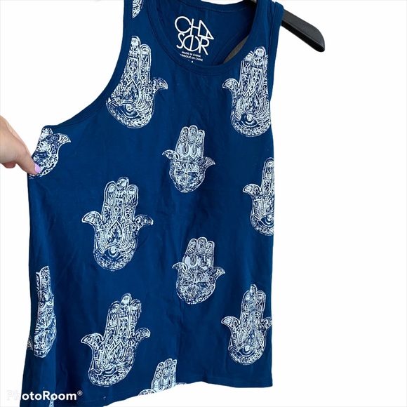 Racer back hamsa tank top blue size M - Picture 2 of 5